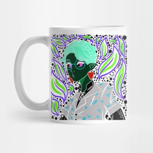 the demon witch girl in ecopop art with kawaii in fluorescent lights Mug